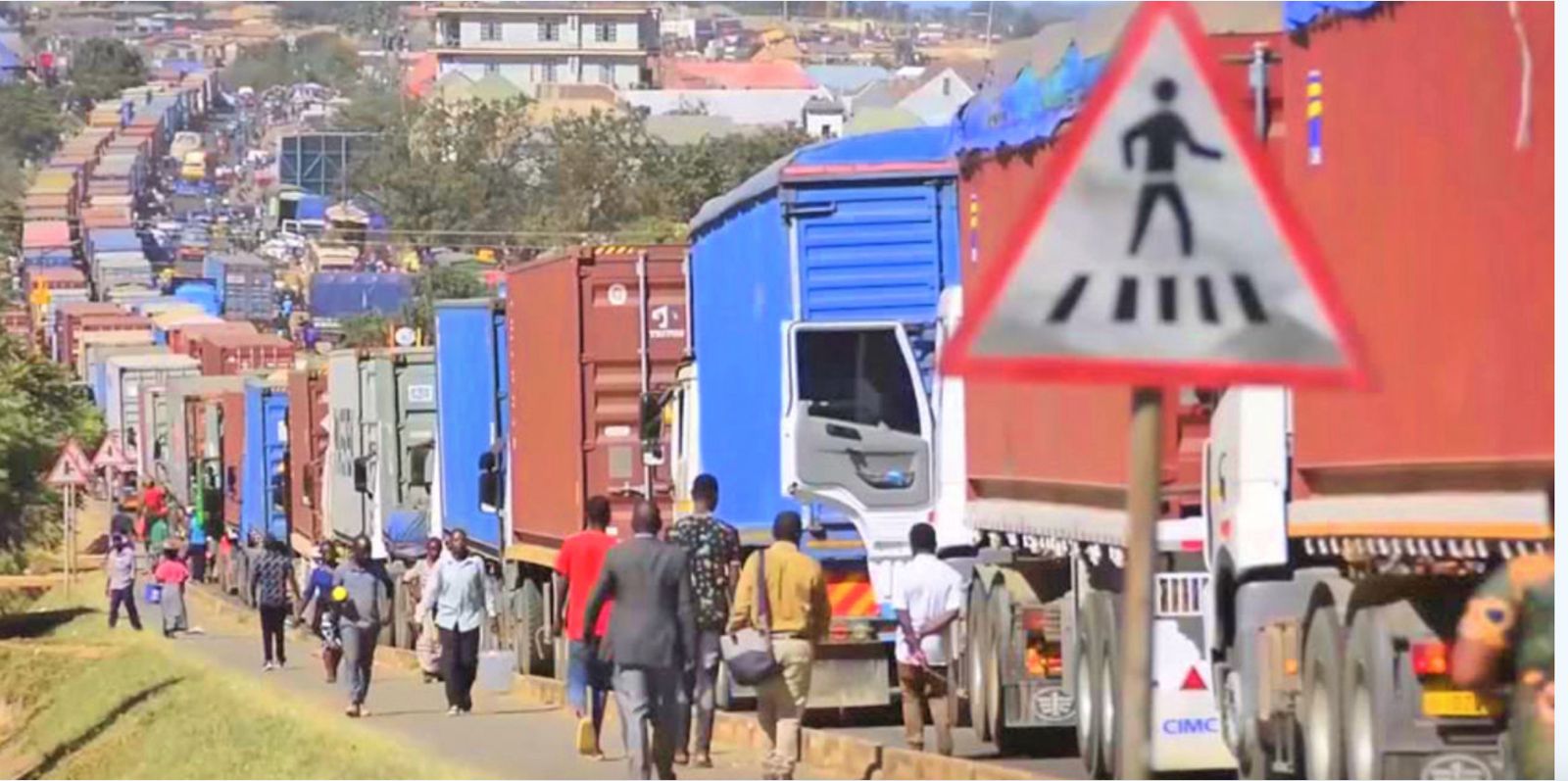 Freight trucks on a transit corridor